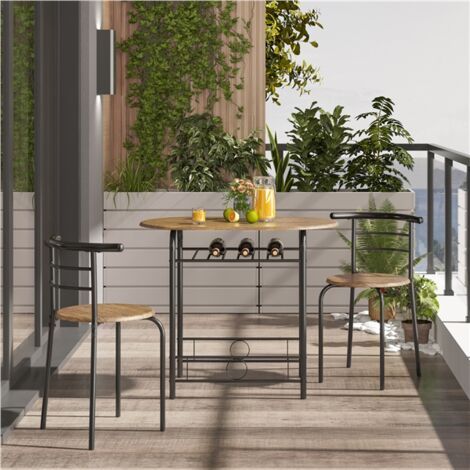 Homevive Juego de Mesa de Comedor Redonda con 2 Sillas, Juego de Muebles de Cocina de 3 Piezas, para Espacios Pequeños, Jardín, Estudio Marrón