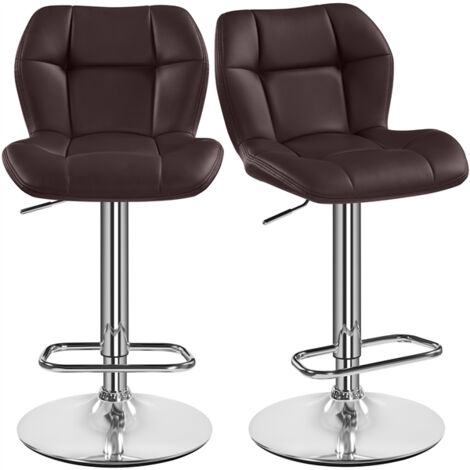 Homevive Juego de 2 Taburete de Bar Taburete de Altura Ajustable 89-111 cm Taburete Industrial Metal Silla de Cocina Tasburete Alto para Cocina Bar Comedor Marrón