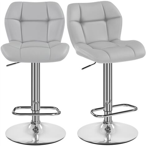 Homevive Juego de 2 Taburete de Bar Taburete de Altura Ajustable 89-111 cm Taburete Industrial Metal Silla de Cocina Tasburete Alto para Cocina Bar Comedor Gris Claro