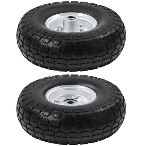 Homevive 2pcs Ruedas Carretilla Maciza 255mm Llanta Neumáticos de Goma para Carros Carrito de Jardinería, Eje de 16 mm
