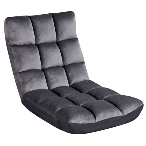 Homevive Silla de Suelo Silla Sofa Plegable Alchoado Silla de Piso con Respaldo Reclinable Asiento Cojin del Suelo Gris (1/5)
