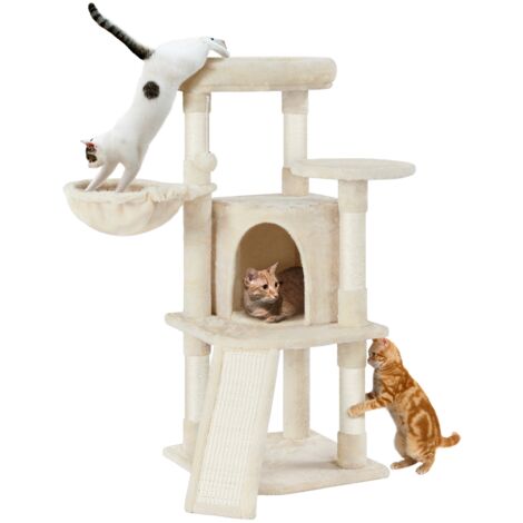 Homevive Árbol Rascador para Gatos Pequeño Altura 107cm Torre de Gatos con Plataformas Escalada Beige