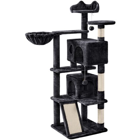 Yaheetech Rascador para Gatos Árbol para Gatos Medinos Castillo Juego de Gato Gatitos Mascotas, con Alfombra Rascadora Negro