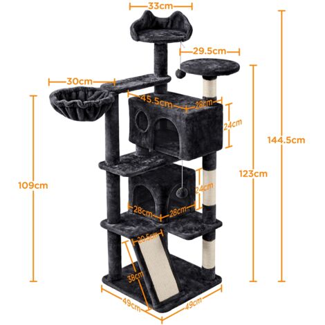 Yaheetech Rascador para Gatos Árbol para Gatos Medinos Castillo Juego de Gato Gatitos Mascotas, con Alfombra Rascadora Negro