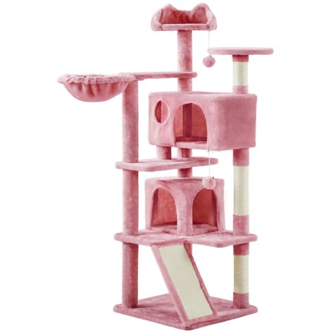 Homevive Rascador para Gatos Árbol para Gatos Medinos Castillo Juego de Gato Gatitos Mascotas, con Alfombra Rascadora Rosa