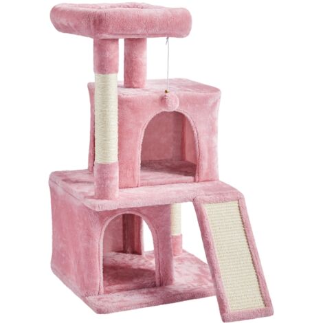 Homevive 91cm Rascador para Gatos Árbol de Mascota Centro de Juego de Sisal con Escondos Polas Rosa