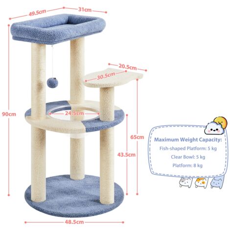 Yaheetech Rbol Rascador Para Gatos Torre Con Soporte En Forma De Pez Sisal Taz N De Gato