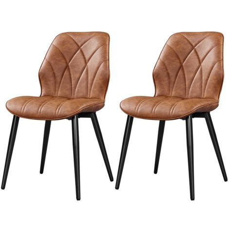 Homevive 2PCS Sillas de Comedor Nórdico Sin Brazos Sillas de Cocina con Asiento Tapizado con Patas de Metal para Comedor, Dormitorio y Estudio Marrón Retro (1/5)