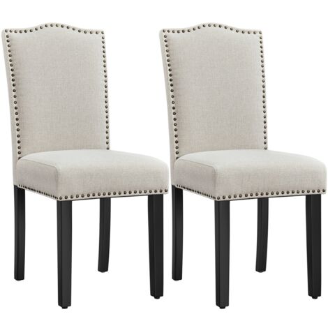 Homevive 2PCS Sillas de Comedor en Tela Pack2 Silla Tapizada Sillas de Cocina con Respaldo Alto Patas de Madera Sillas de Dormitorio para Cocina Salón 43×58.5×97cm