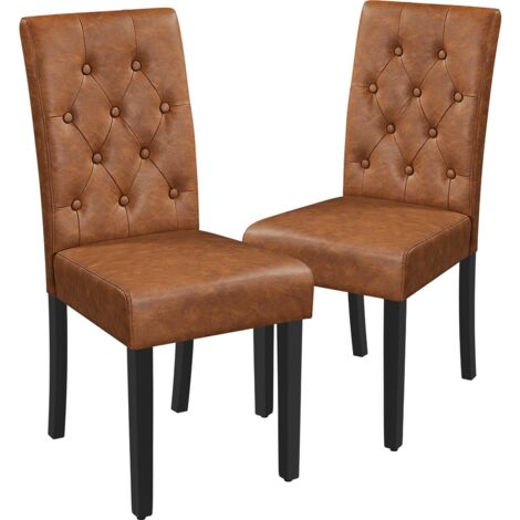 Homevive Juego de Sillas de Comedor Sillas de Cocina de Piel Sintética Sillas Acolchadas con Respaldo Patas de Madera Silla Comedor Capacidad 135 KG Marrón Claro