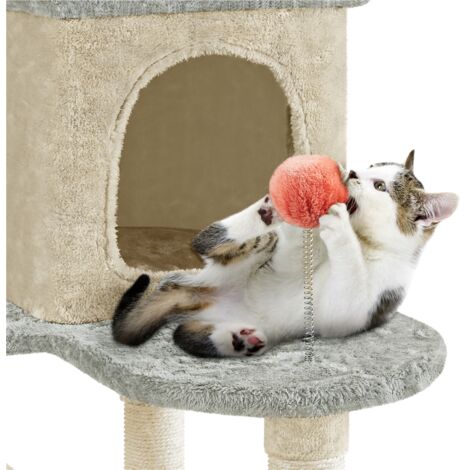 Yaheetech 165 cm Rascador para Gatos Grande Arbol para Gatos Adultos Torre de Gatos Casita Juego para Mascota Beige