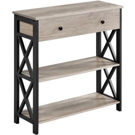 Homevive Mueble Entrada Recibidor Mesa de Consola de 3 Niveles Mesa Recibidor Auxiliar de Industrial para Sofá Pasillo 80 x 29,5 × 81cm Gris