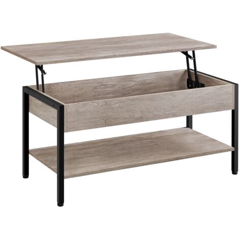 Homevive Mesa de Centro Elevable Mesa de Café con Revistero Mesa Baja de Industrial para Sofa Salon 104,5x49,5X(47-62) cm Gris