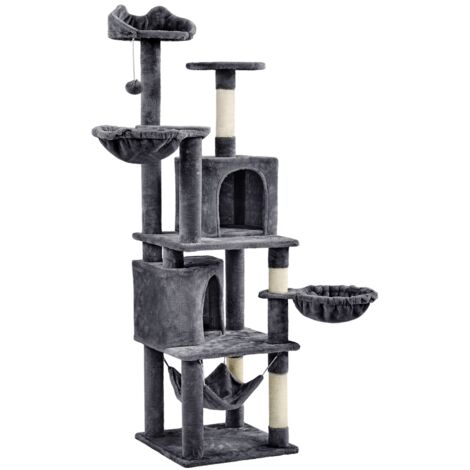 Homevive Árbol para Gatos Rascador Grande Torre de Escalada para Gato Mascota Adultos de Altura 174 cm Gris Oscuro
