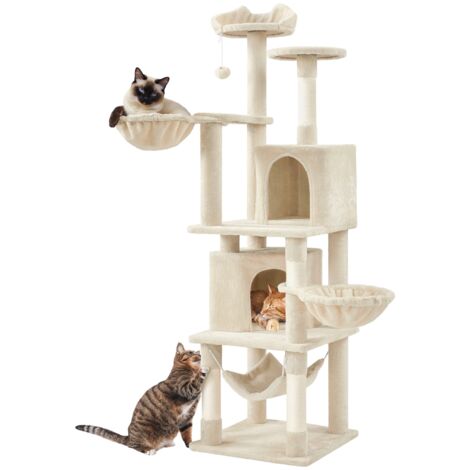 Homevive Árbol para Gatos Rascador Grande Torre de Escalada para Gato Mascota Adultos de Altura 174 cm Beige