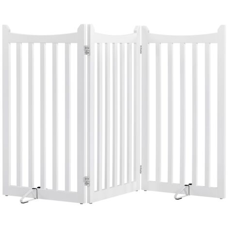Homevive Barrera de Seguridad para Perros Plegable Parque para Perro de Madera151,5x90,5 cm Puerta para Perros Interior Recinto Perro Vallas para Mascotas Blanco