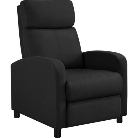 Homevive Sillón de Masaje Silla Relax para Televisión Sofá Individual Butaca con Reposapiés Ajustable para Salón Dormitorio Cine Tejido de Poliéster Negro