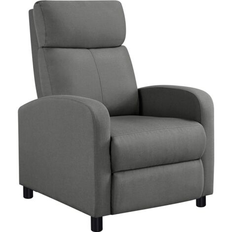 Homevive Sillón de Masaje Silla Relax para Televisión Sofá Individual Butaca con Reposapiés Ajustable para Salón Dormitorio Cine Tejido de Poliéster Gris