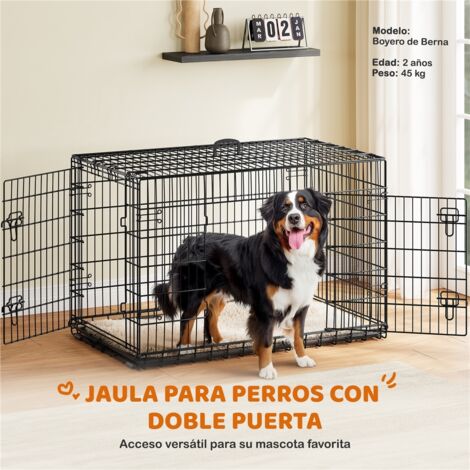 Homevive Jaula para Perros 122x73x80 cm Doble Puerta con Separador Transportin Perro de Viaje Jaula Metálica Plegable con Bandeja Extraíble para Interior Exterior Negro