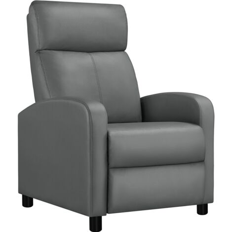 Homevive Sillón de Masaje Sillón Relax Silla Butaca Sofá Sillón Ajustable Sillón de Relajación con Función Reclinable para Sala de Estar Gris/Cuero PU