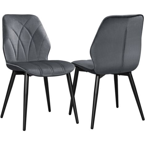 Homevive 2PCS Sillas de Comedor Nórdico Sin Brazos Sillas de Cocina con Asiento Tapizado con Patas de Metal para Comedor, Dormitorio y Estudio Gris Oscuro