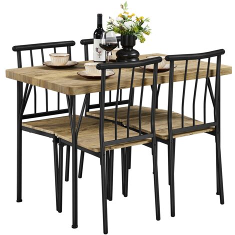 Homevive Conjunto de Mesa y Sillas de Comedor de 5 Piezas Mesa de Cocina con 4 Sillas para Terraza Salón Marrón