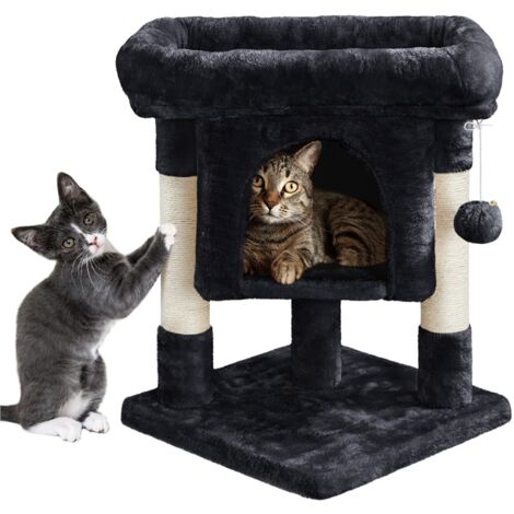 Homevive Árbol Rascador para Gatos Pequeño Torre de Gato Casetas y Condominios para Gatos Mascota Castillo 40x40x59cm Negro