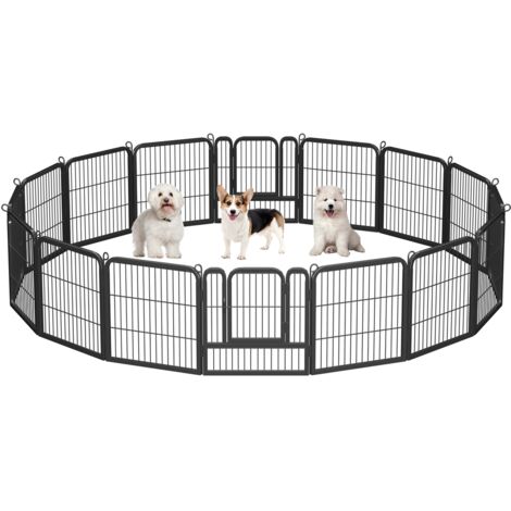 Homevive Parque Mascota para Perros Vallas Plegable para Perros con Puerta Valla de 63X 63 cm Cachorros Corral 16 Vallas