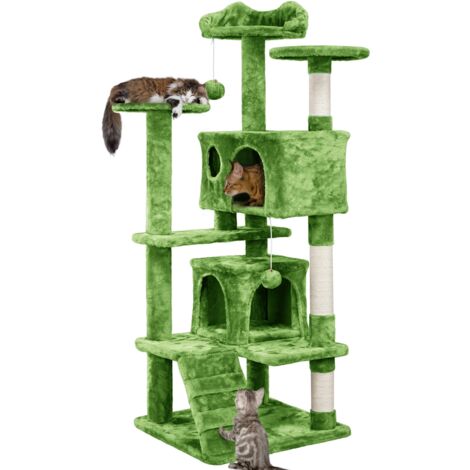 Homevive Rascador para Gatos Grandes Torre para Gatos Medianos Casitas de Sisal Centro de Actividad para Gatitos Verde