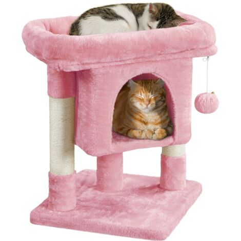Homevive Árbol Rascador para Gatos Pequeño Torre de Gato Casetas y Condominios para Gatos Mascota Castillo 40x40x59cm ‎Rosa
