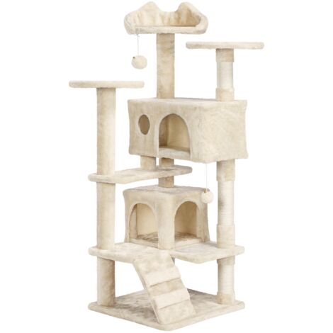 Homevive Rascador para Gatos Grandes Torre para Gatos Medianos Casitas de Sisal Centro de Actividad para Gatitos Beige