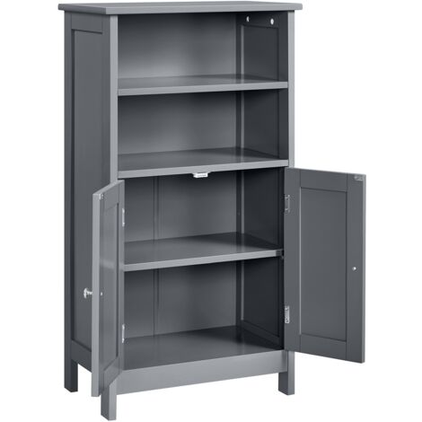 Homevive Armario Baño Columna con Estante Mueble Baño Suelo de Madera Armario de Almacenaje Organizador para Salón Cocina 50x30x92,5cm Gris