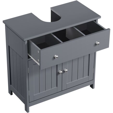 Homevive Mueble Baño Bajo Lavabo con Pie Armario para Lavabo con Cajón y Estante para Cuarto Baño 60x30x60cm Gris