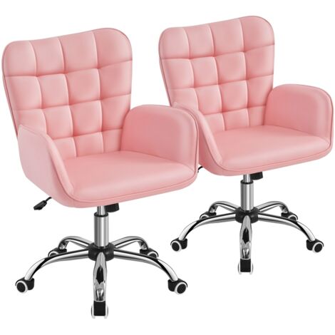 Homevive Silla de Oficina Silla Escritorio Silla para Hogar Oficina Silla con Repobrazos Ruedas Silla Despacho Silla con Ruedas Silla Ergonomica Capacidad 136 KG Rosa