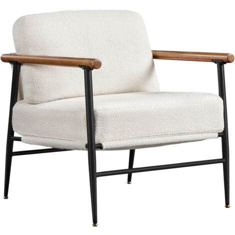 Homevive Sillón de Salón Silla Tapizada Sillón con Reposabrazo Silla Pata Metal Sillón para Salón Dormitorio Silla Relax Sillón Beige