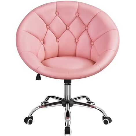 Homevive Silla de Oficina Acolchada de Piel Sintética Sillón Reclinable con Ruedas Giratorias para Oficina Estudio Despacho Silla Rosa