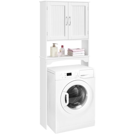 Homevive Armario para Lavadora Mueble sobre Inodoro 75 x 23 x 180 cm con 1 Estante Abierto y 1 Armario de Altura Ajustable Blanco