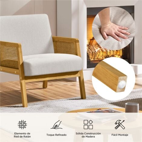 Yaheetech Sillón de Salón con Reposabrazos Estructura de Madera