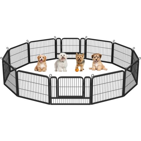 Homevive 12pcs Vallas para Perros Extensible Plegable Vallas para Jardin Metalicas Jaula Perro Grande Exterior Corrales para Cachorro 80x60cm