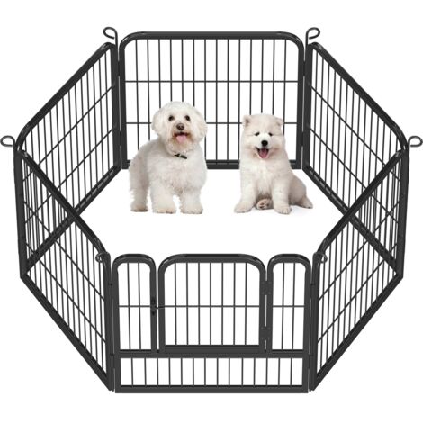 Homevive Parque Mascota para Perros Vallas Plegable para Perros con Puerta Valla de 63X 63 cm Cachorros Corral 6 Vallas