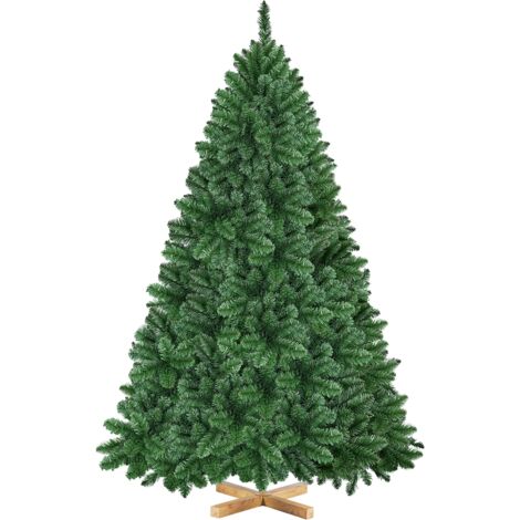 Homevive Árbol de Navidad Artificial de 213,5 cm, Soporte de Metal y Vetas de Madera, 1347 Ramas con Gancho para decoración navideña, Color Verde