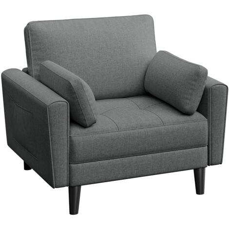Homevive Sofá Individual Sofá Relax Sillon Tapizada de Tela para Sala de Estar y Dormitorio 75 x 85.5 cm MAX Capacidad 136 KG Gris Oscuro (1/5)