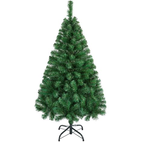 Homevive Árbol de Navidad 124cm Artificial Christmas Tree 208 Ramas PVC con Soporte de Metal Plegable Decoración Navideña Verde (1/5)
