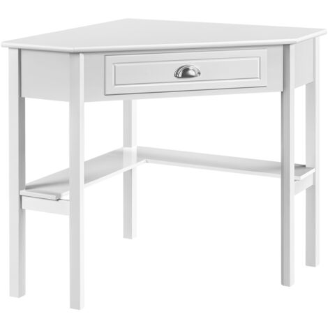 Homevive Escritorio Esquina Grande Mesa Escritorio en L con Cajon Mesa de Estudio Moderno Tocador de Maquillaje para Dormitorio Oficina 106×71,5×76,5cm Blanco