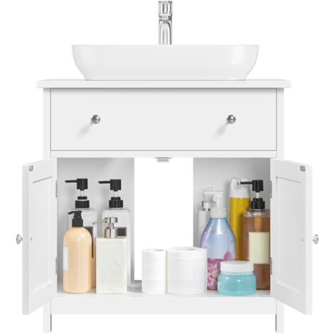 Homevive Mueble Baño Bajo Lavabo con Pie Armario para Lavabo con Cajón y Estante para Cuarto Baño 60x30x60cm Blanco