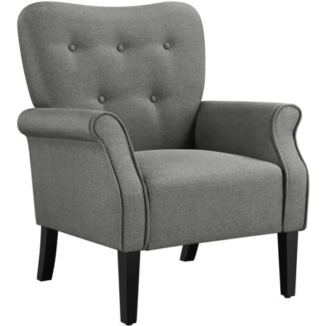 Homevive Silla Sofa Sillón para Sala de Estar Sofa Individual Silla Tapizada con Asiento Grande Silla Sofa para Dormitorio Sillon Relax Tela de Poliéster Gris Oscuro