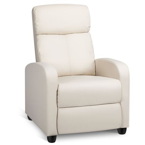 Homevive Sillón Relax Silla Relax Sillón Reclinable Butaca Salón Reclinable Silla Grande con 3 Posiciones Silla Relax Ajustable Sillon Tapizado Beige/Cuero PU