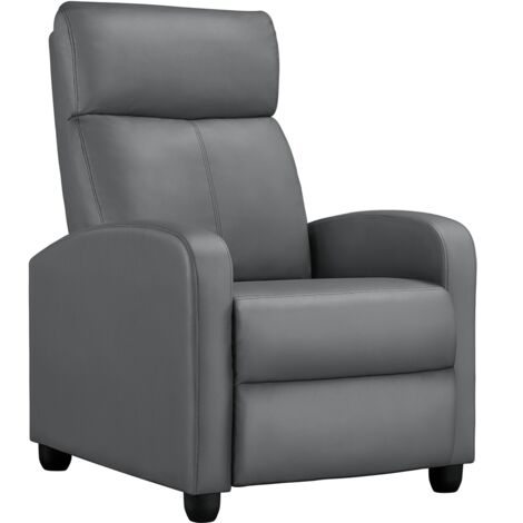 Homevive Sillón Relax Silla Relax Sillón Reclinable Butaca Salón Reclinable Silla Grande con 3 Posiciones Silla Relax Ajustable Sillon Tapizado Gris/Cuero PU