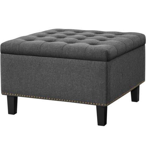 Homevive Banco Almacenaje Asiento Plegable Banco de Entrada Reposapiés Banco de Dormitorio Sala de Estar con Almacenamiento 70X70X45 cm Banco Plegable Pata Madera Gris Oscuro (1/5)