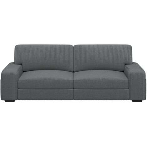Yaheetech Sofá Tapizado de Pana de 212 X 81 cm, con Cojines y Respaldos Extraíbles, con Amplios Reposabrazos, para Salón, Dormitorio, Sala de Juegos, Gris Oscuro